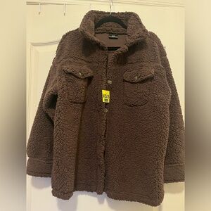 Brand New with Tags Brown Sherpa Shacket – XS/S (Oversized Fit)